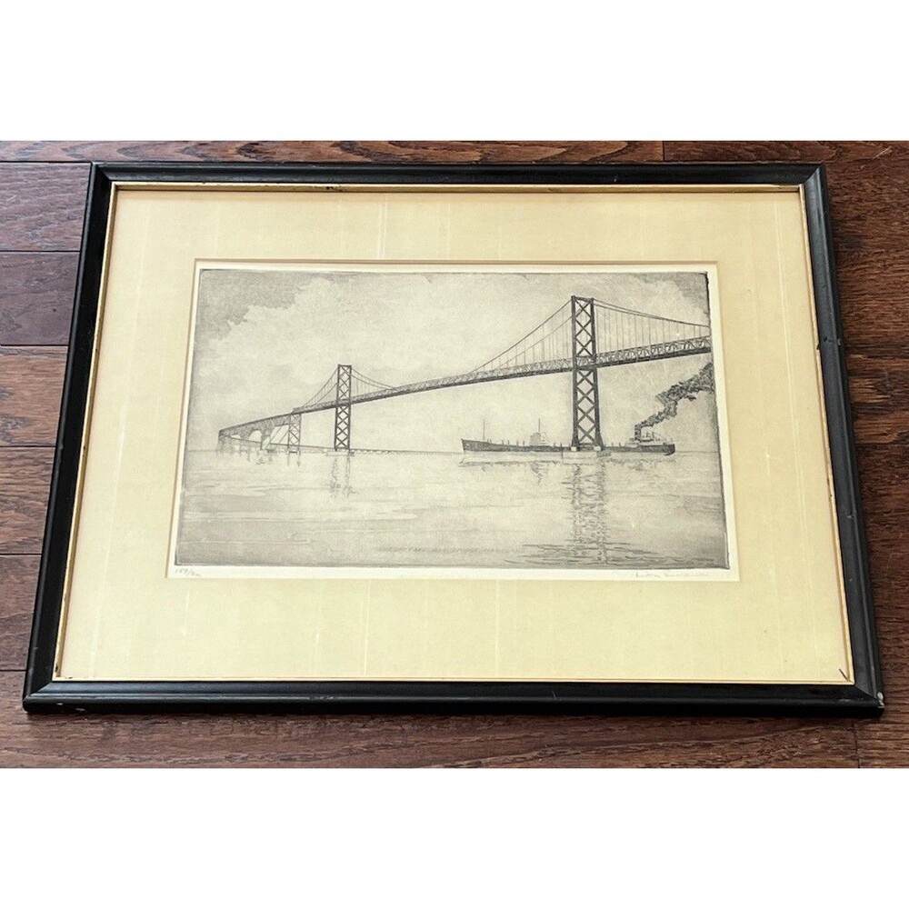 Don Swann Chesapeake Bay Bridge Etching Framed Signed Numbered159/300 Limited